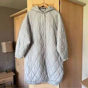 Zara long quilted puffer coat with hood
